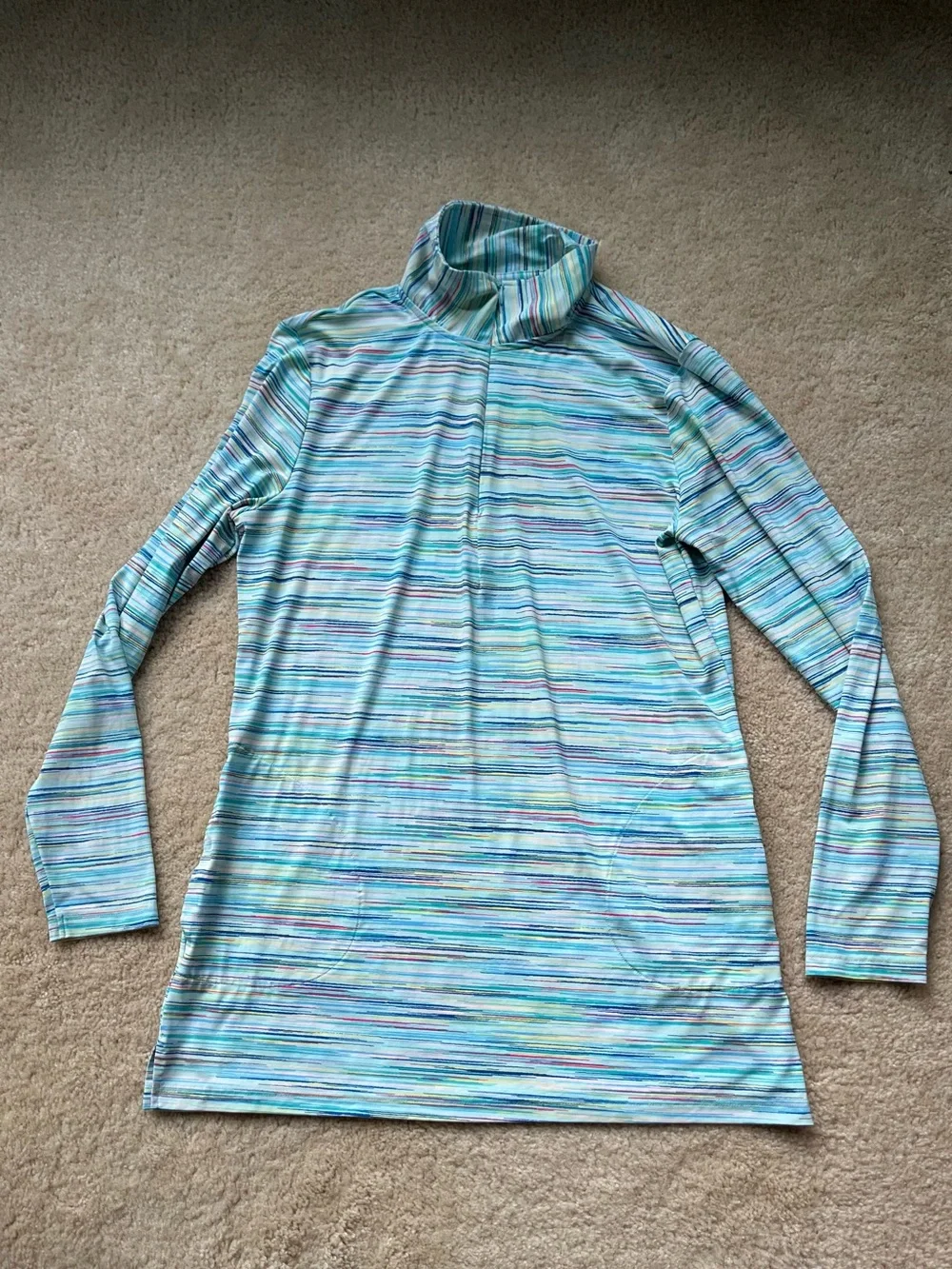 Lands’ End Multicolored Striped 1/4 Zip Swim Cover Up Dress - Size S - EUC